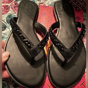 Tory Burch chained flip flops